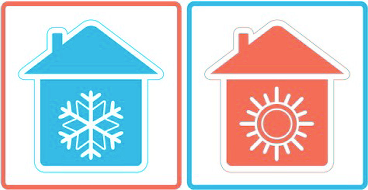 pompa ciepła lub klimatyzator latem chłodzi, a zimą ogrzewa